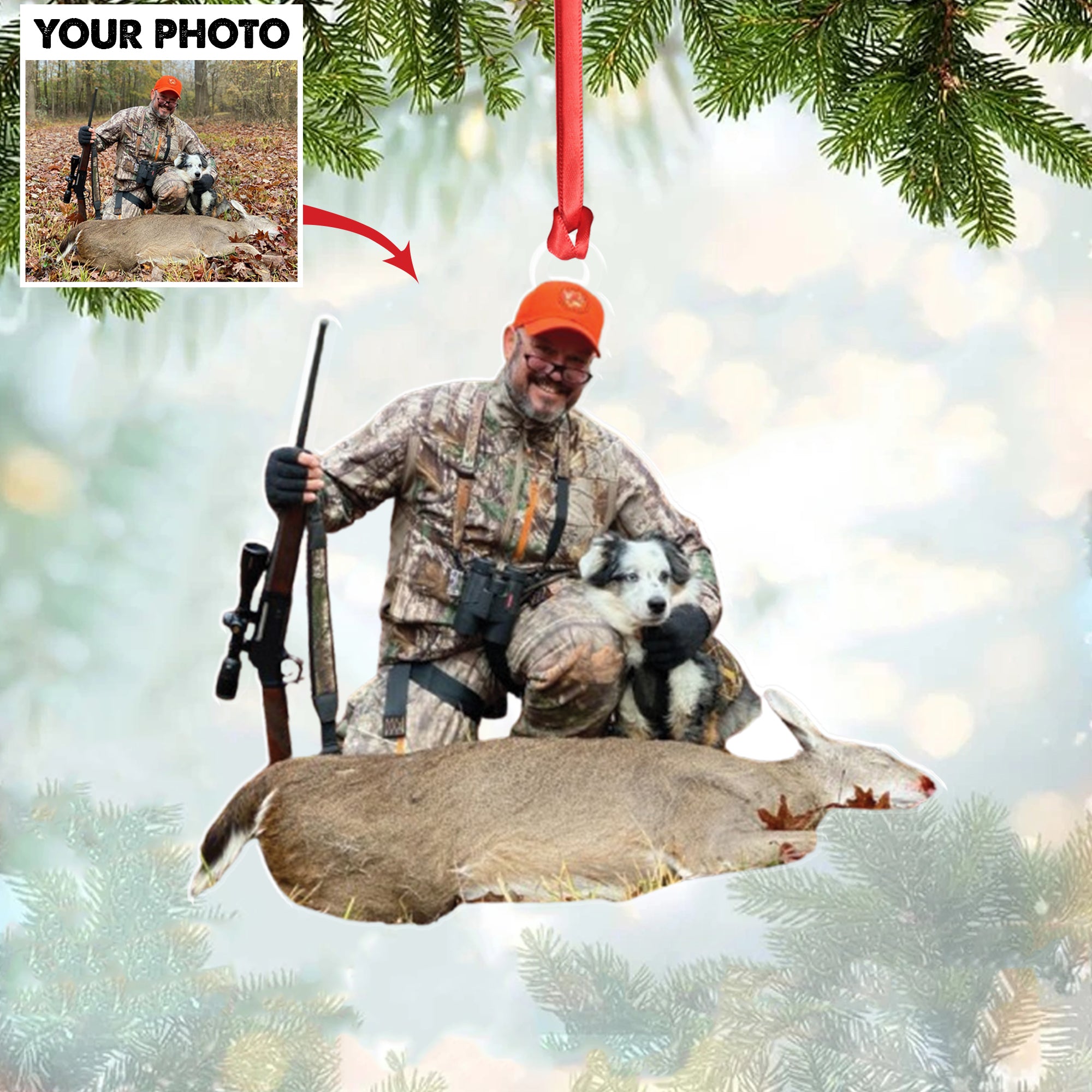 Personalized Hunting Acrylic Christmas Ornament – Custom Photo Gift for Hunters & Outdoor Lovers