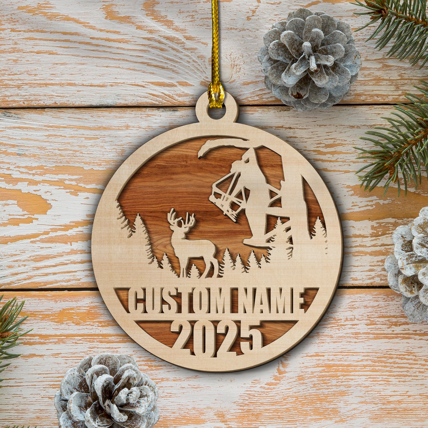 Personalized Bow Hunter Ornament 2025 – Custom Name Gift for Deer Hunters