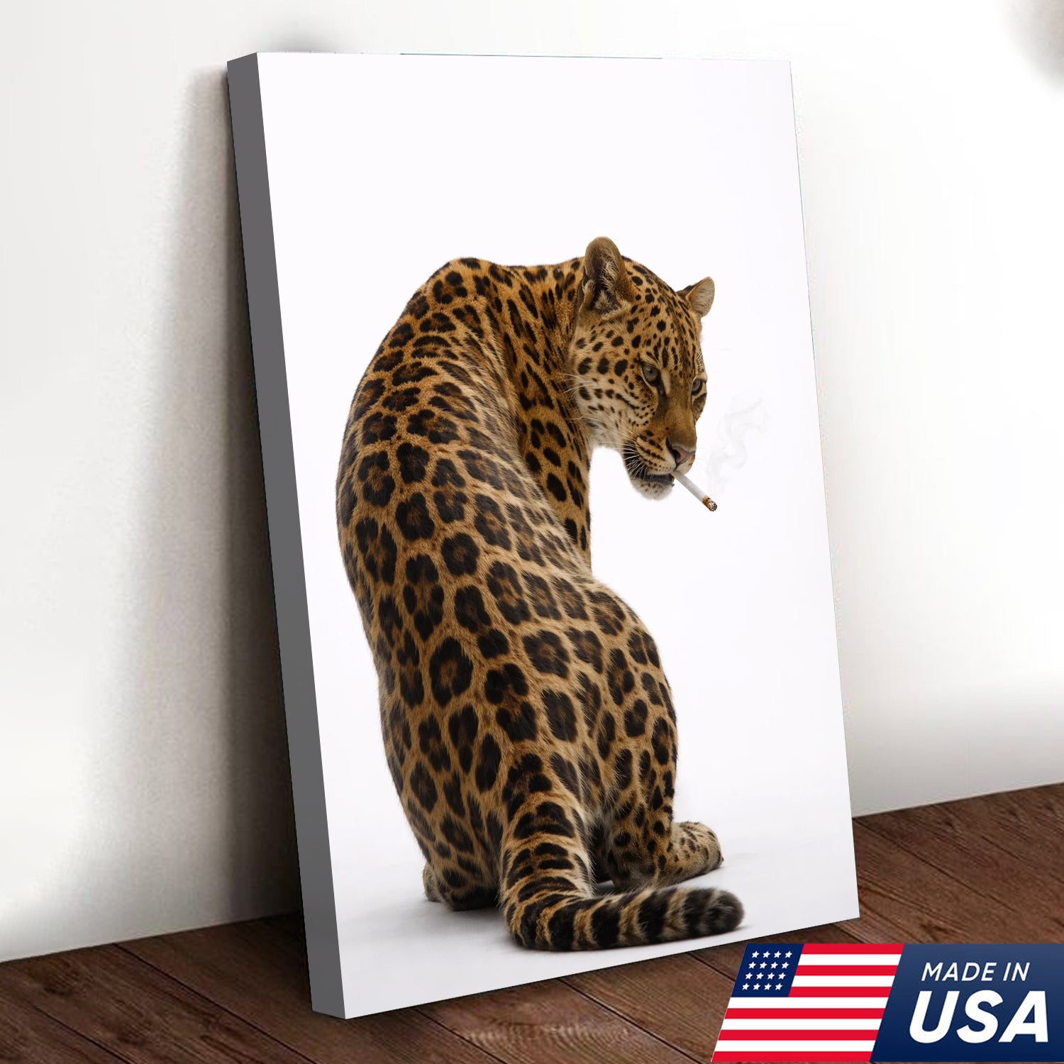 Funny Leopard Wall Art Canvas Set, Cool Animal Triptych Print