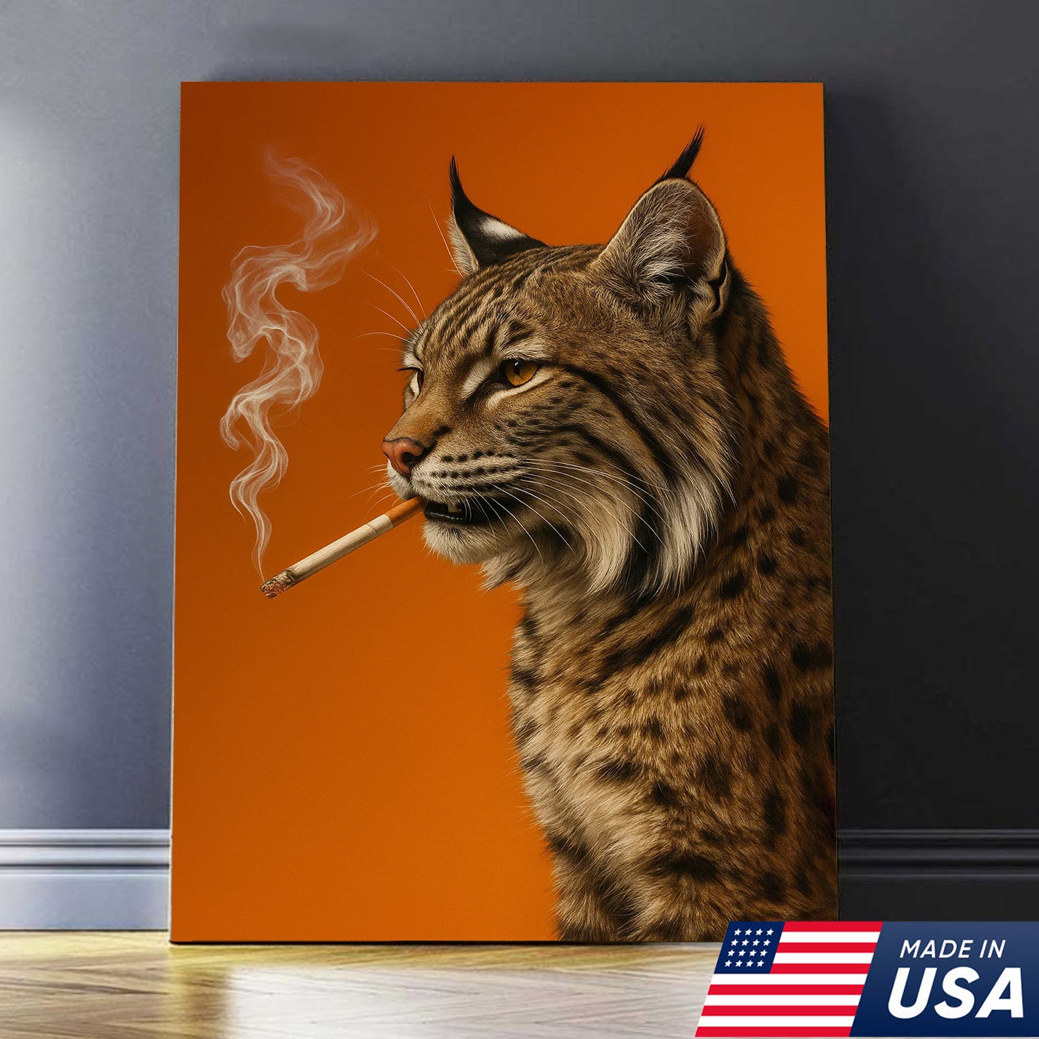 Bobcat Canvas Wall Art – Rustic Wildlife Decor – Hunting Cabin Artwork – Mountain Lodge Wall Hanging – Woodland Animal Nature Print