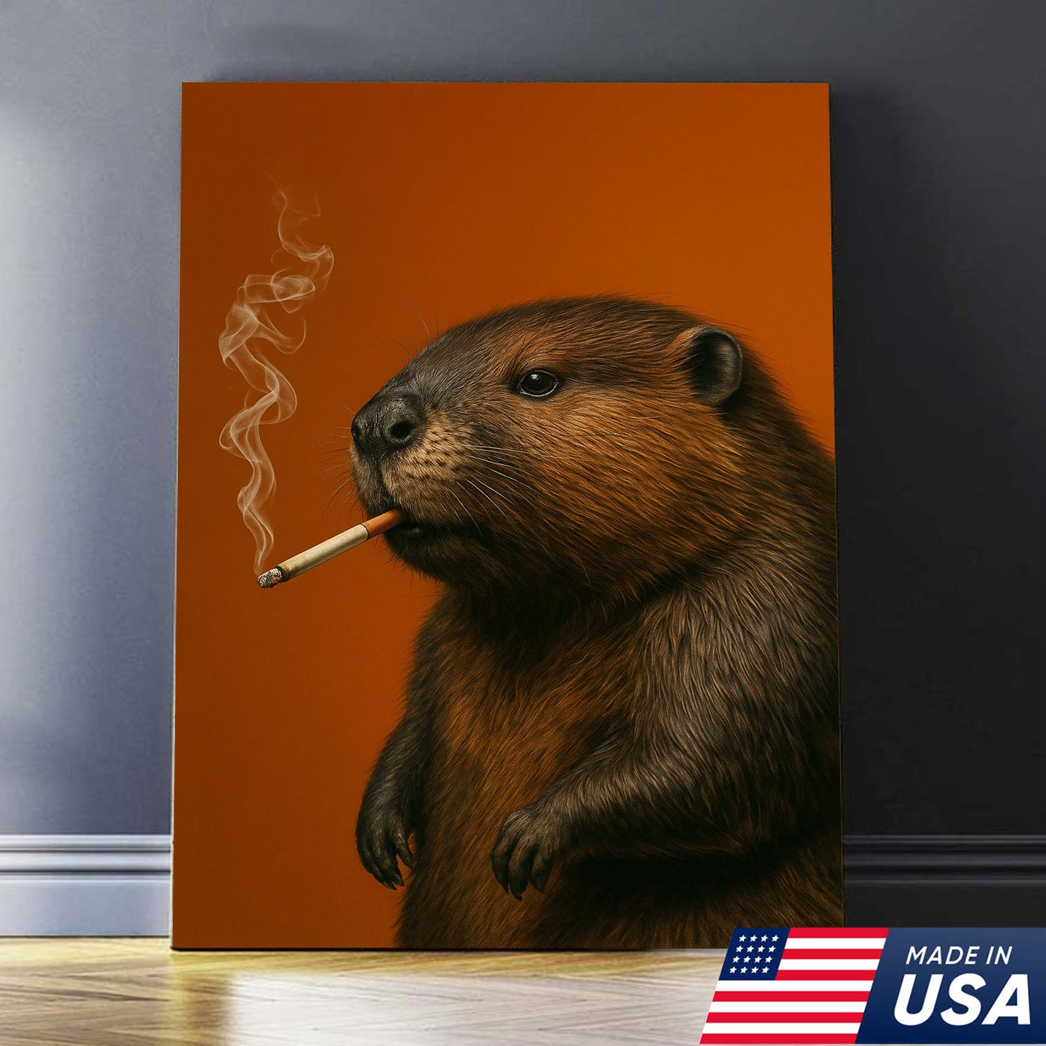 Beaver Canvas Wall Art – Rustic Wildlife Decor – Hunting Cabin Artwork – Woodland Nature Print – Lodge and Farmhouse Wall Hanging