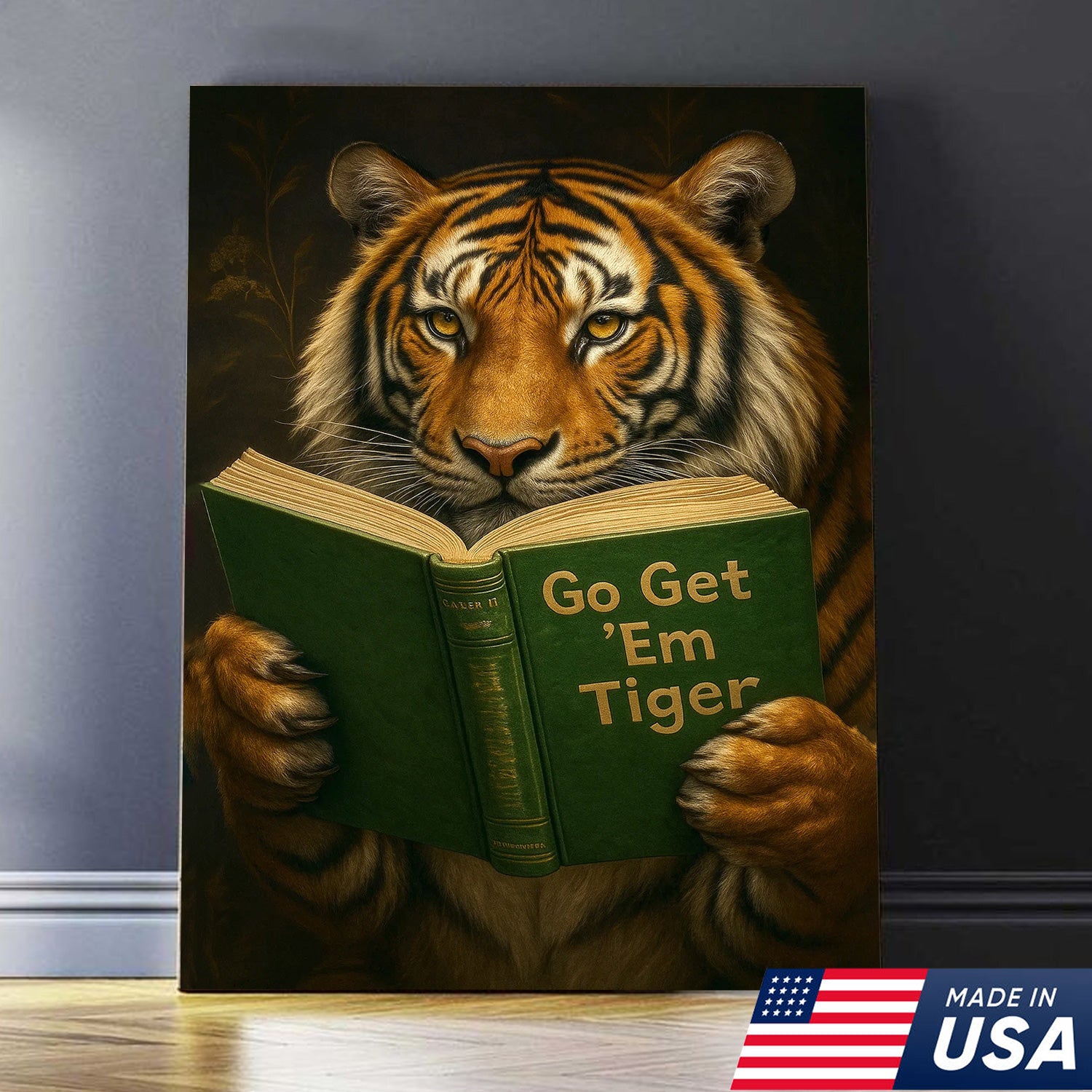 Motivational Tiger Canvas Wall Art - Inspiring Reading Animal Design - Bold Wildlife Artwork for Home Decor