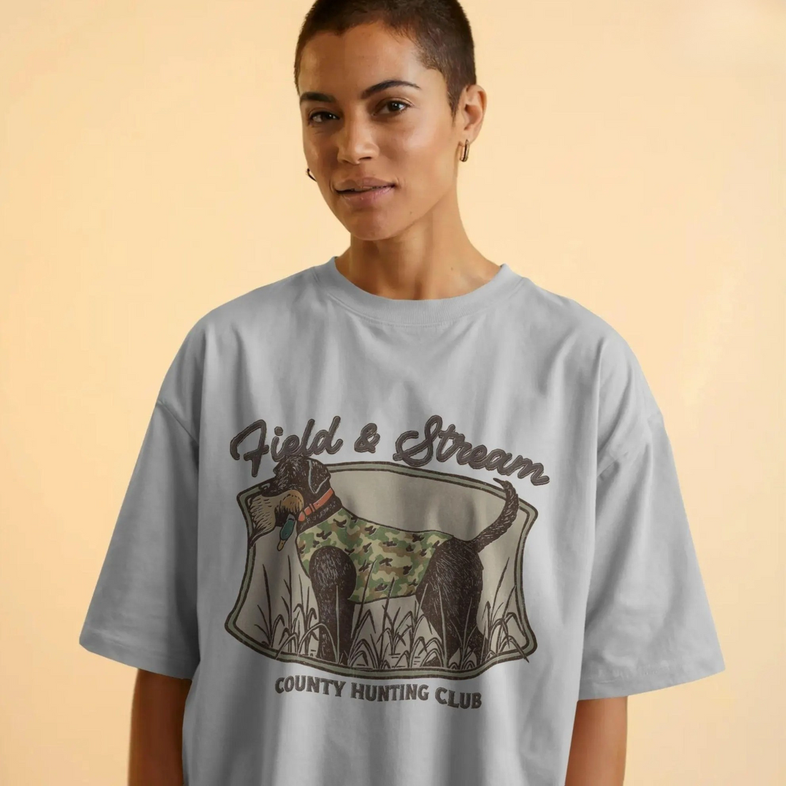 Field & Stream Hunting Dog T-Shirt, Duck Retriever Hunting Club Patch, Vintage Black Lab Camo Retro Gun Dog T-Shirt