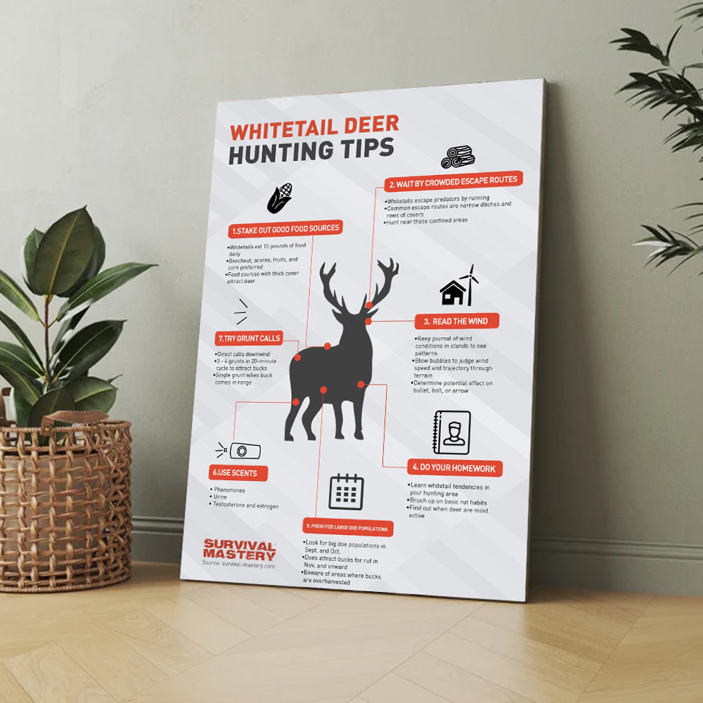 Whitetail Deer Hunting Tips Canvas Poster – Perfect Decor for Hunters – Boost Your Success in the Field