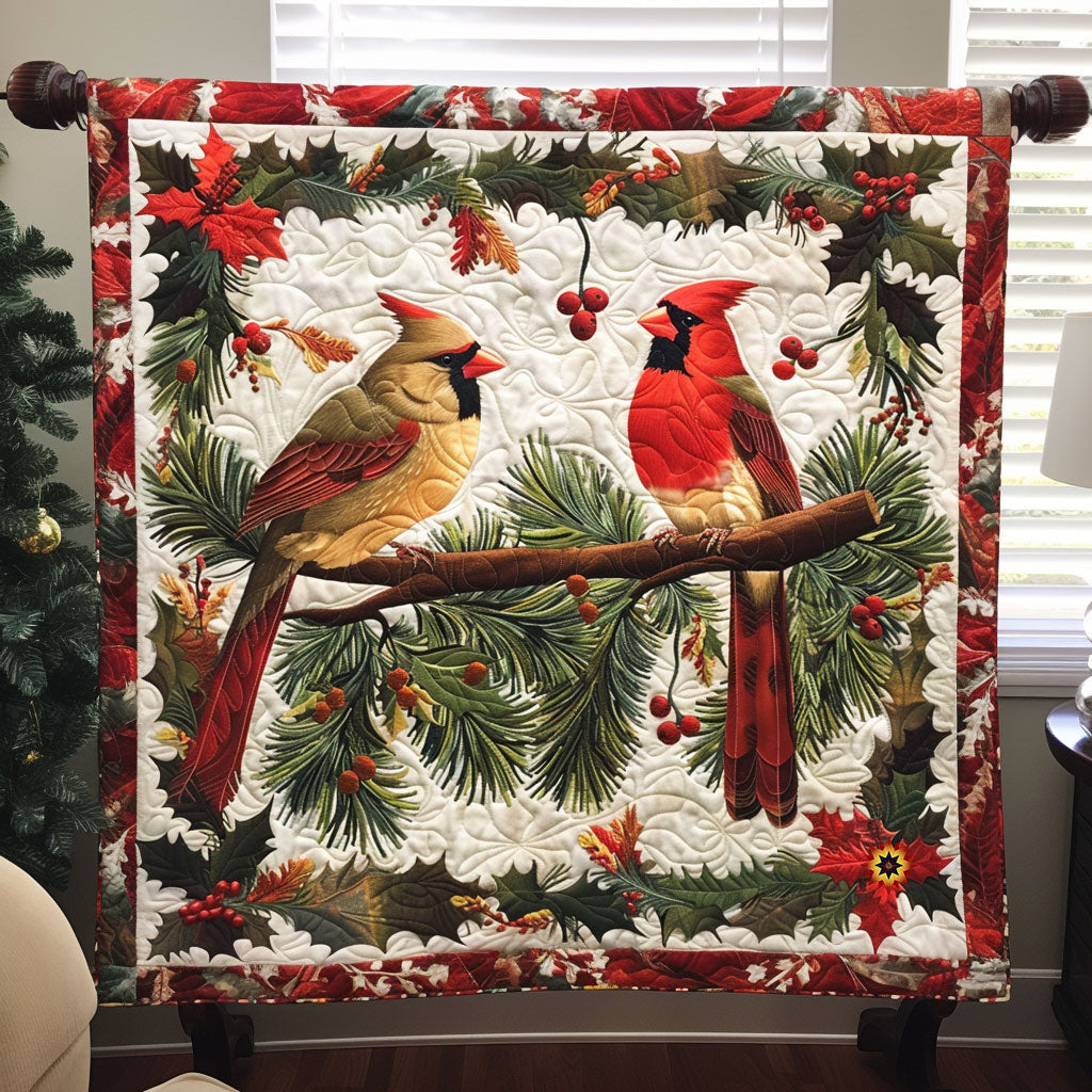 Christmas Cardinal Bird Yuletide Charm Quilt Blanket