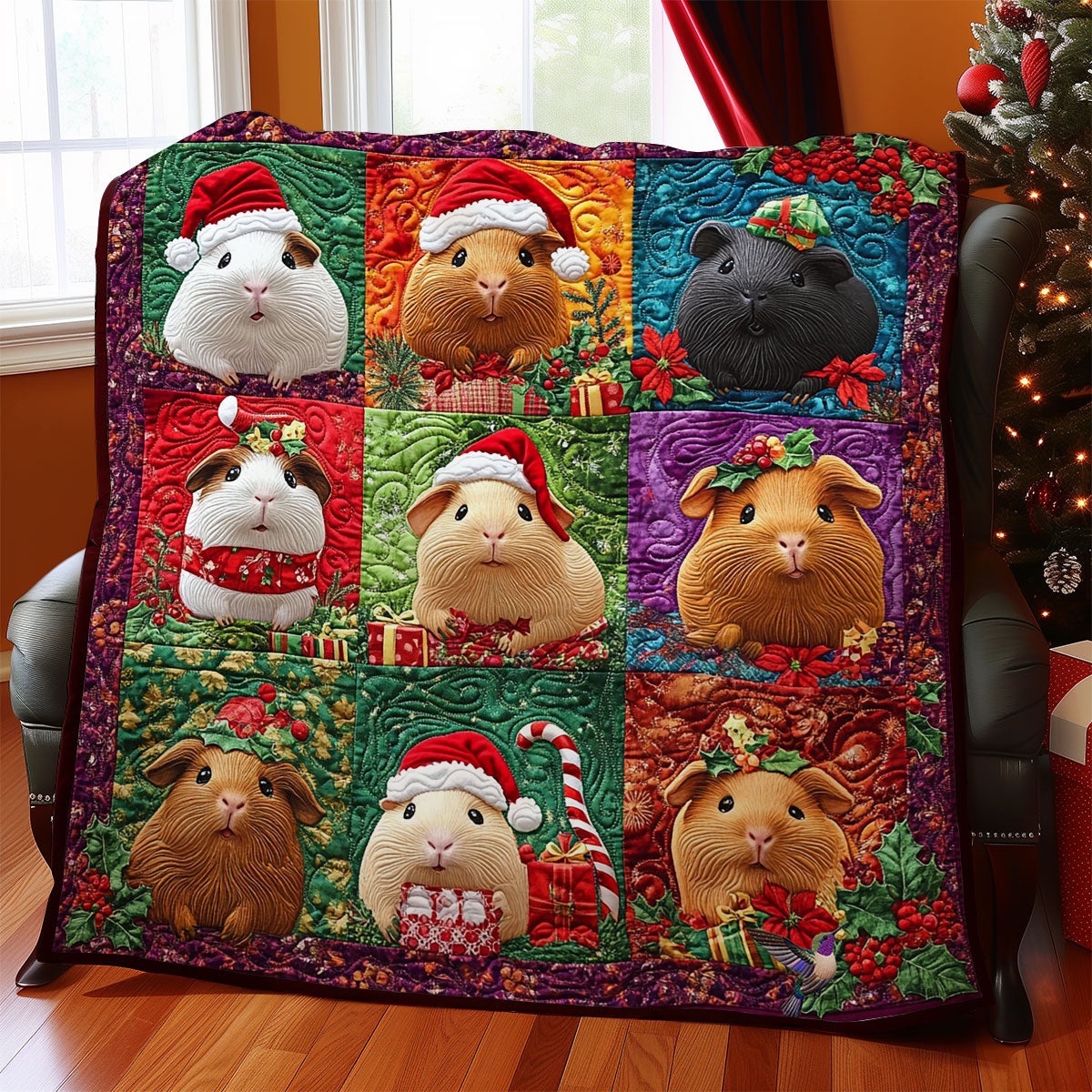 Christmas Of Guinea Pig Quilt Blanket