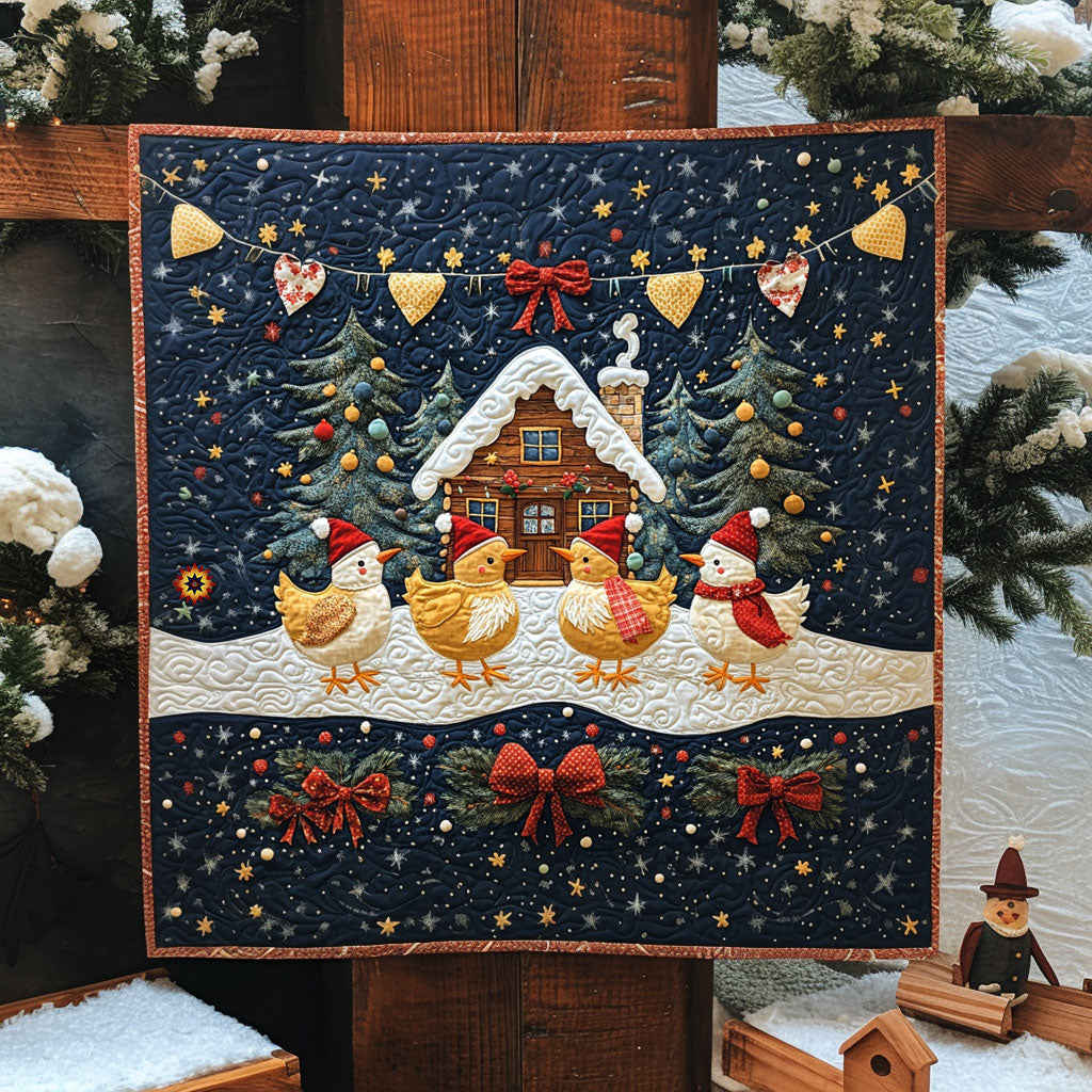 Christmas Chicken Festive Glow Quilt Blanket