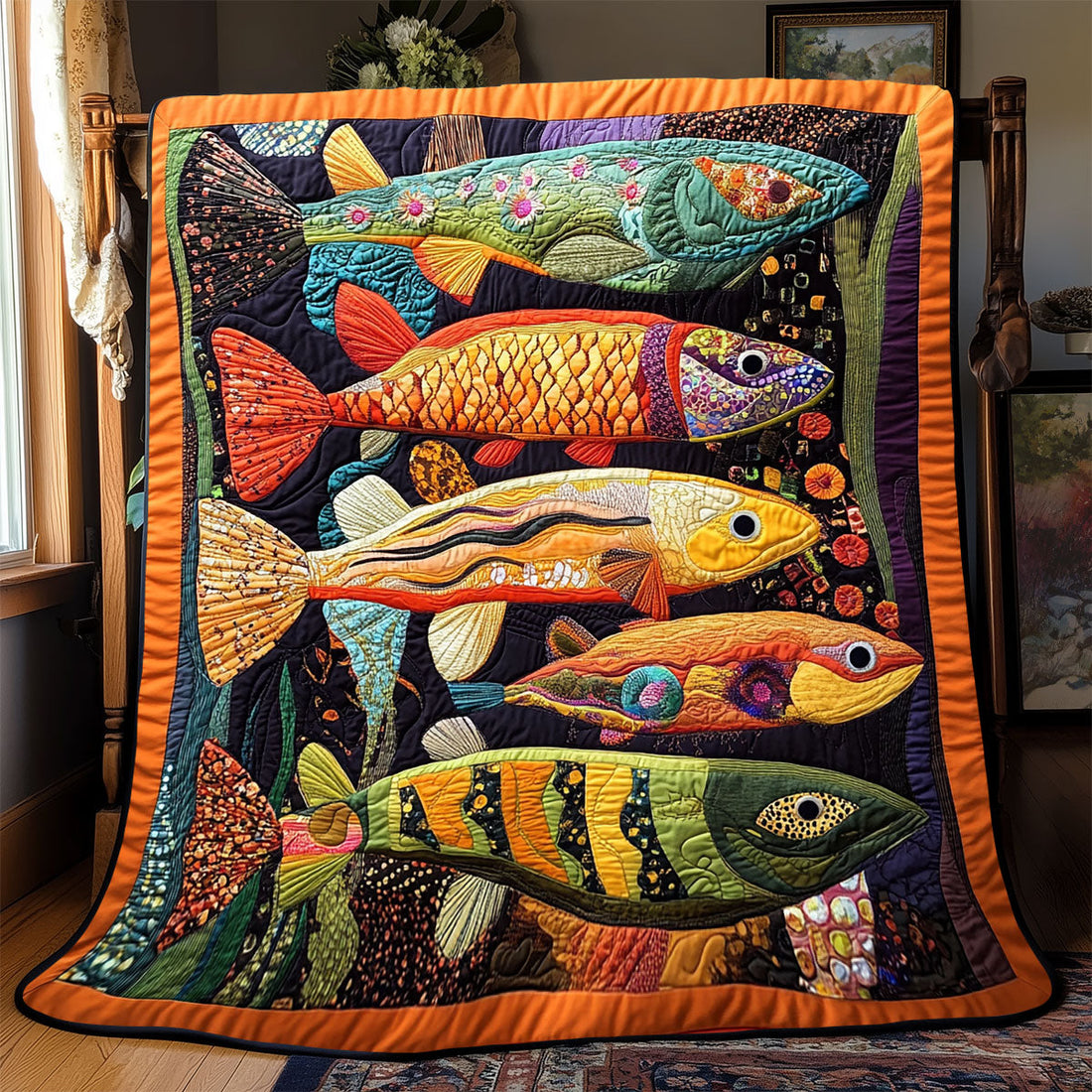 Vibrant Fish Cozy Retreat Quilt Blanket