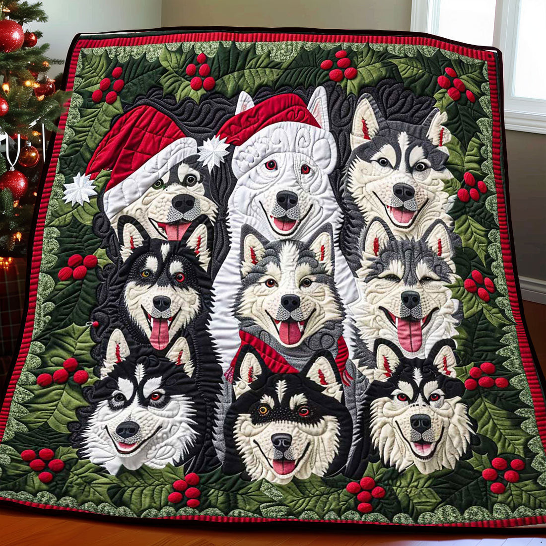 Christmas Husky Collection Quilt Blanket