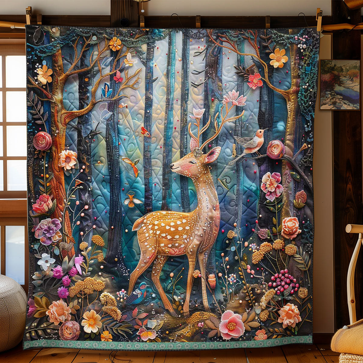Dreamy Deer Quiet Moments Quilt Blanket