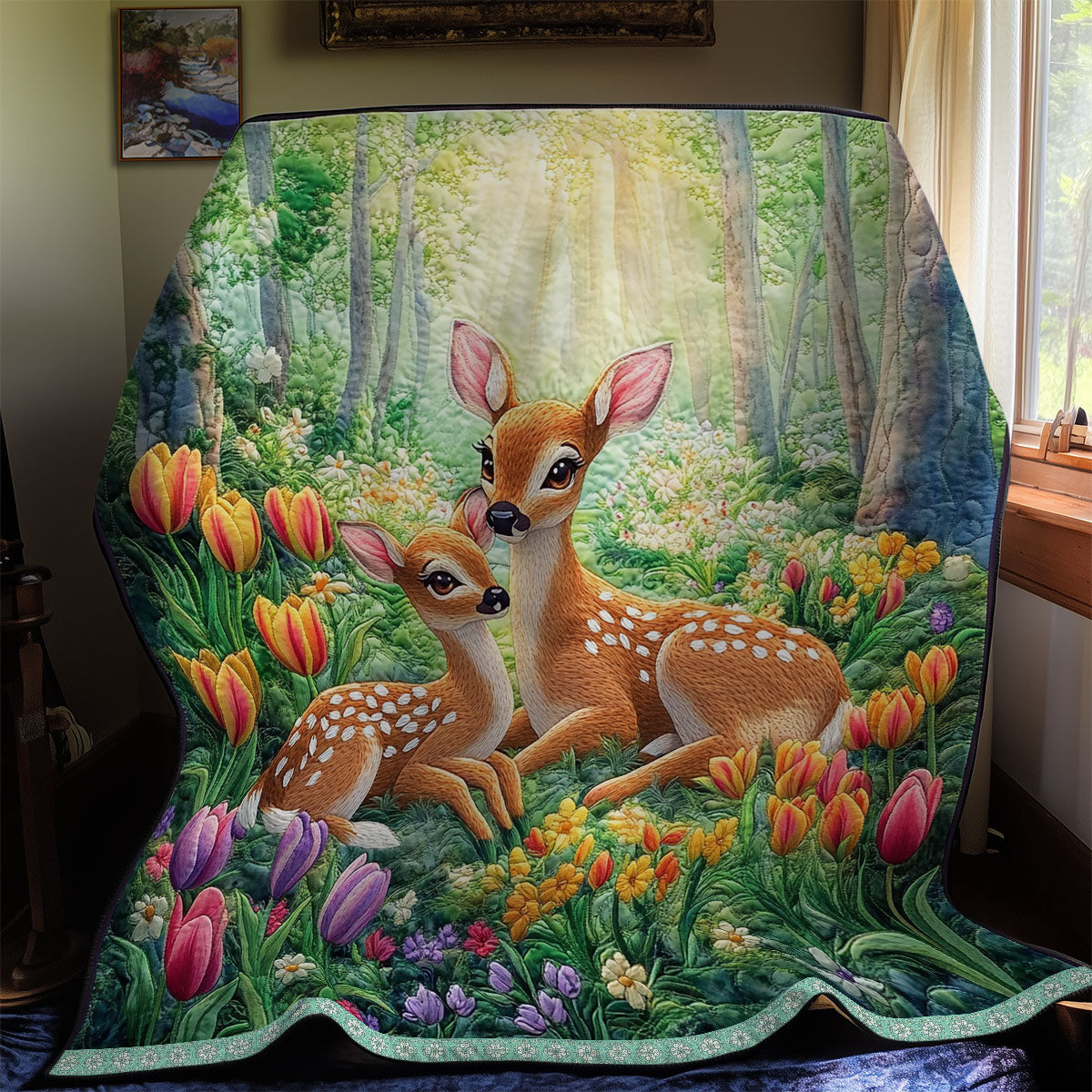 Cute Deer Quilt Blanket