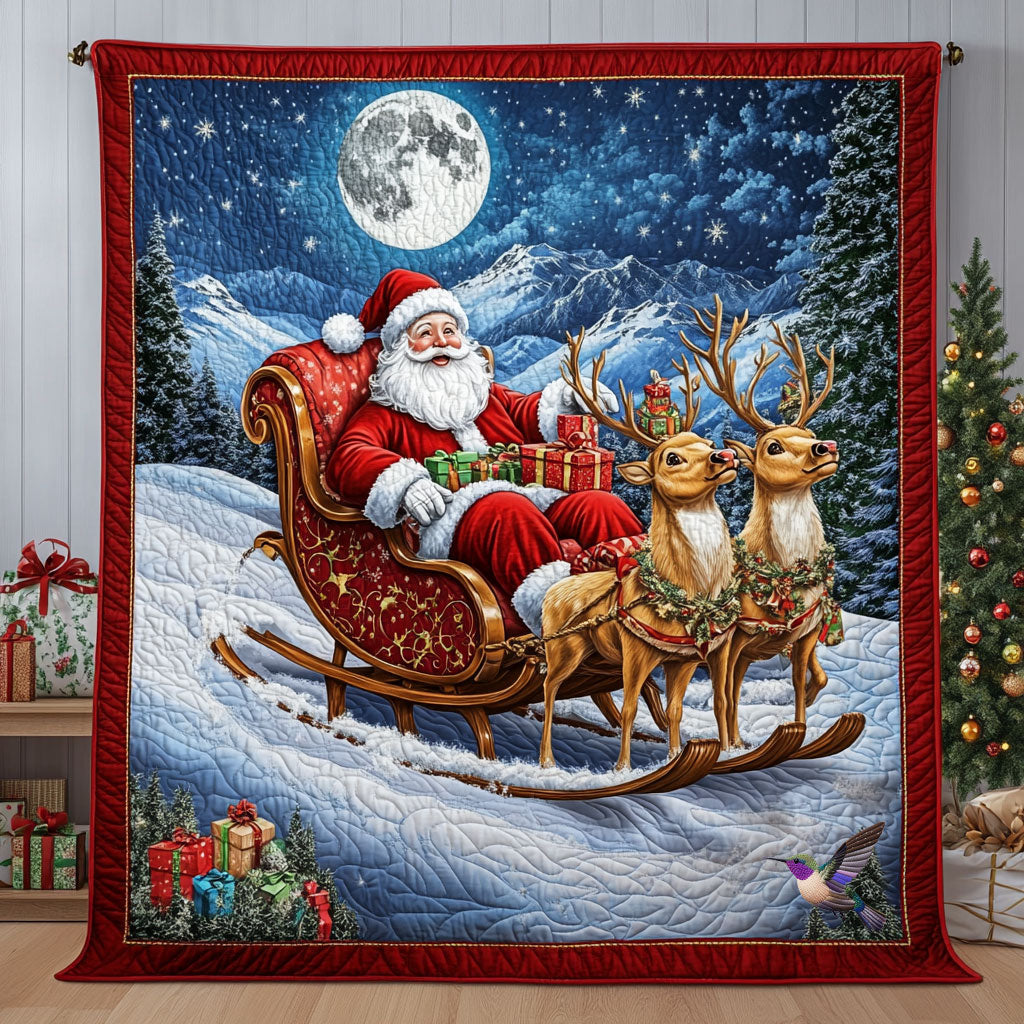 Stanta Claus Reindeer Quilt Blanket