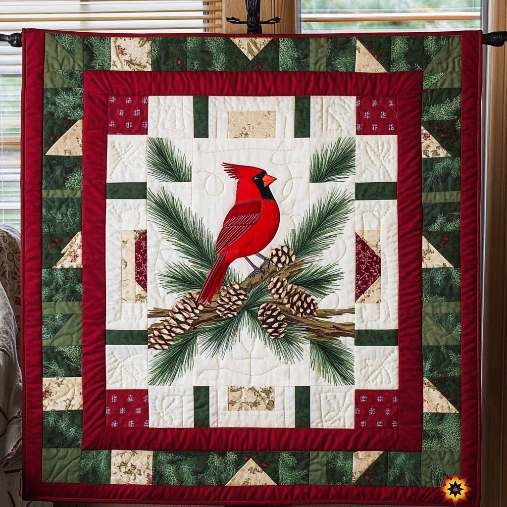 Christmas Cardinal Evergreen Dreams Quilt Blanket