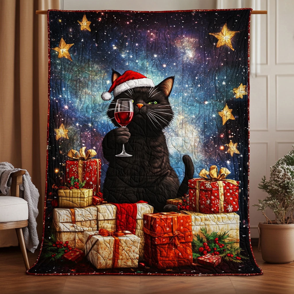 Black Cat Christmas Quilt Blanket