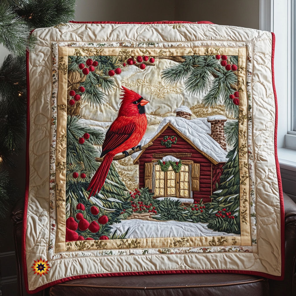 Cardinal Christmas Fireside Comfort Quilt Blanket