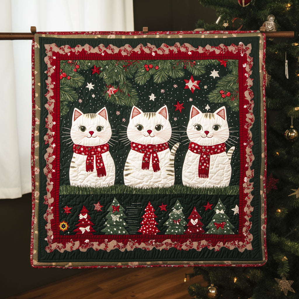 Christmas Cat Jolly Season Quilt Blanket