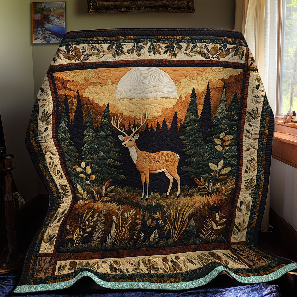 Mystic Deer Quiet Moments Quilt Blanket