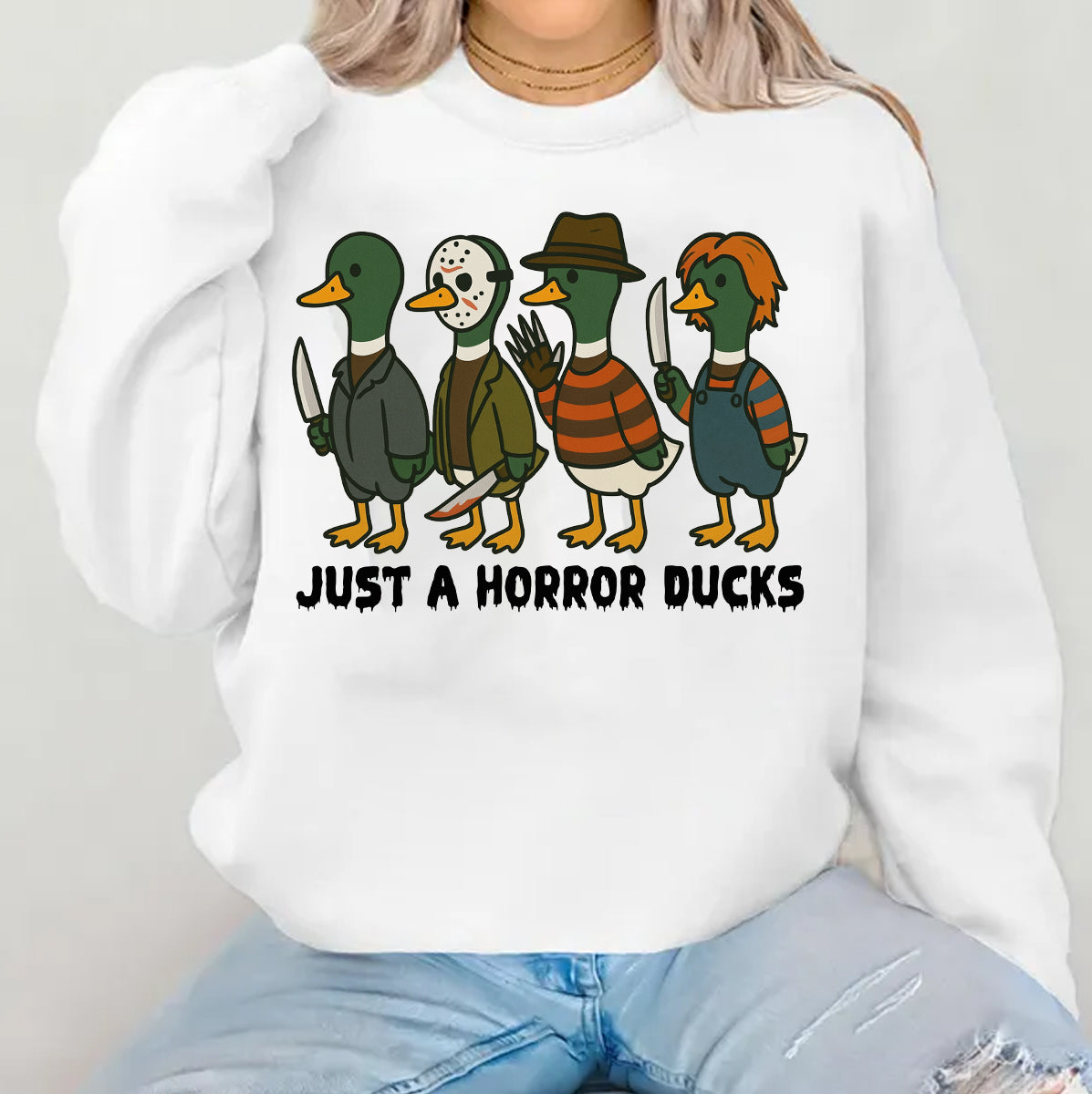 Just A Horror Ducks T-Shirt - Funny Halloween Duck Design for Hunters & Horror