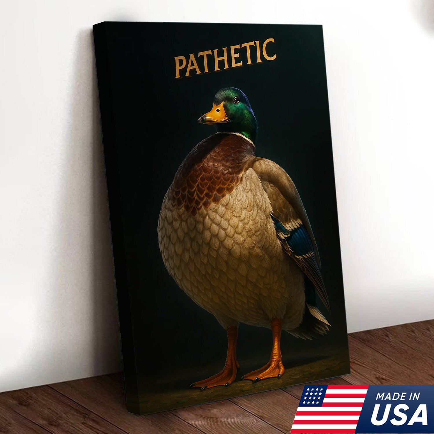 Pathetic Mallard Duck Canvas Wall Art – Funny Hunting Decor – Rustic Lodge Wall Print