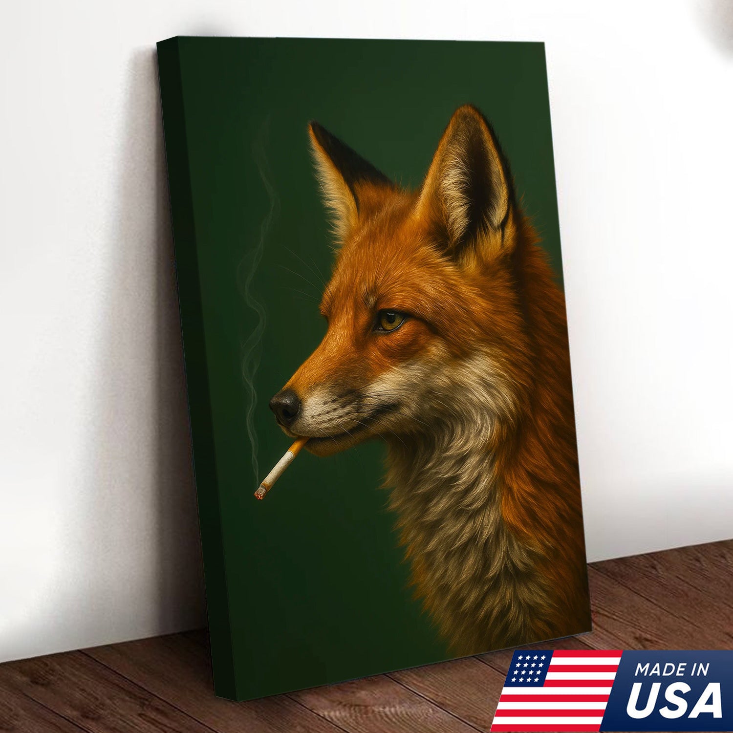 Rustic Red Fox Canvas Wall Art – Nature Inspired Cabin Decor – Unique Wildlife Wall Hanging