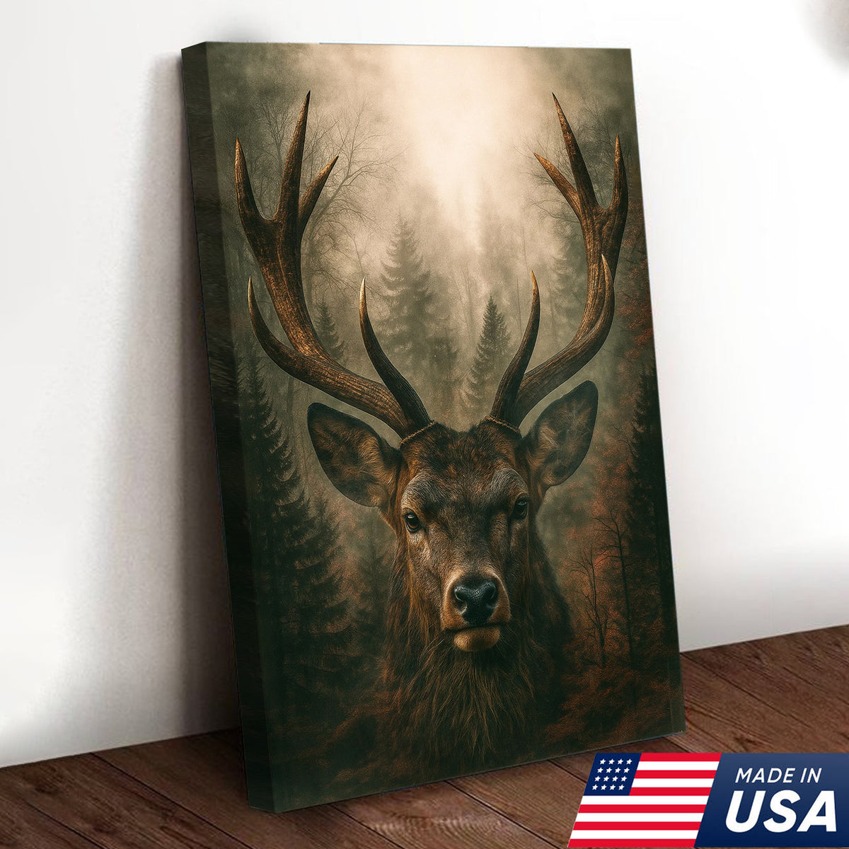 Majestic Deer Canvas Wall Art - Rustic Forest Stag Head Print, Wildlif ...