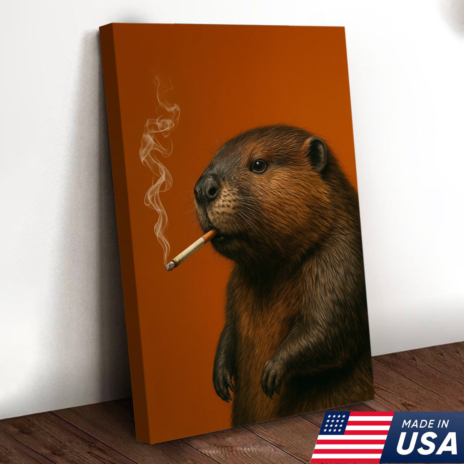 Beaver Canvas Wall Art – Rustic Wildlife Decor – Hunting Cabin Artwork – Woodland Nature Print – Lodge and Farmhouse Wall Hanging