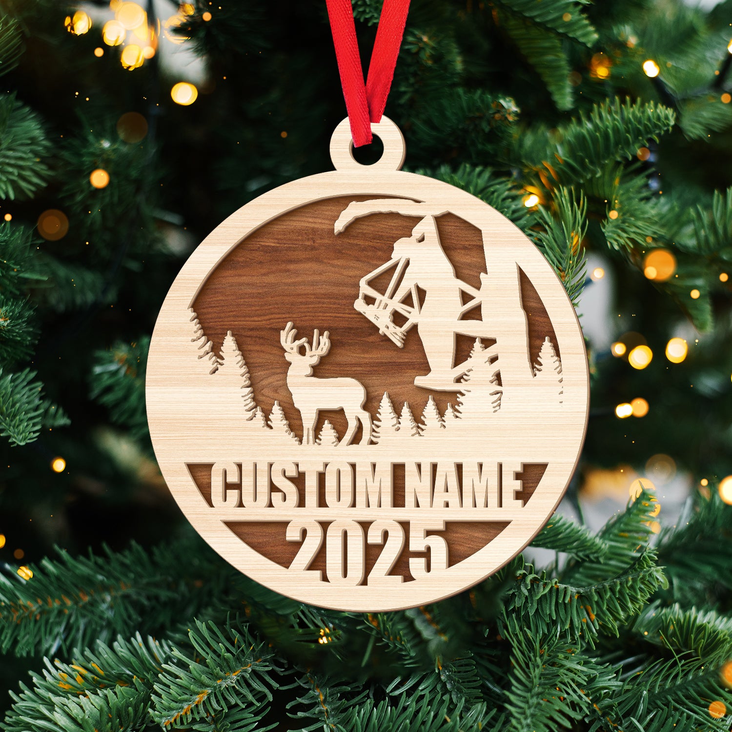 Personalized Bow Hunter Ornament 2025 – Custom Name Gift for Deer Hunters