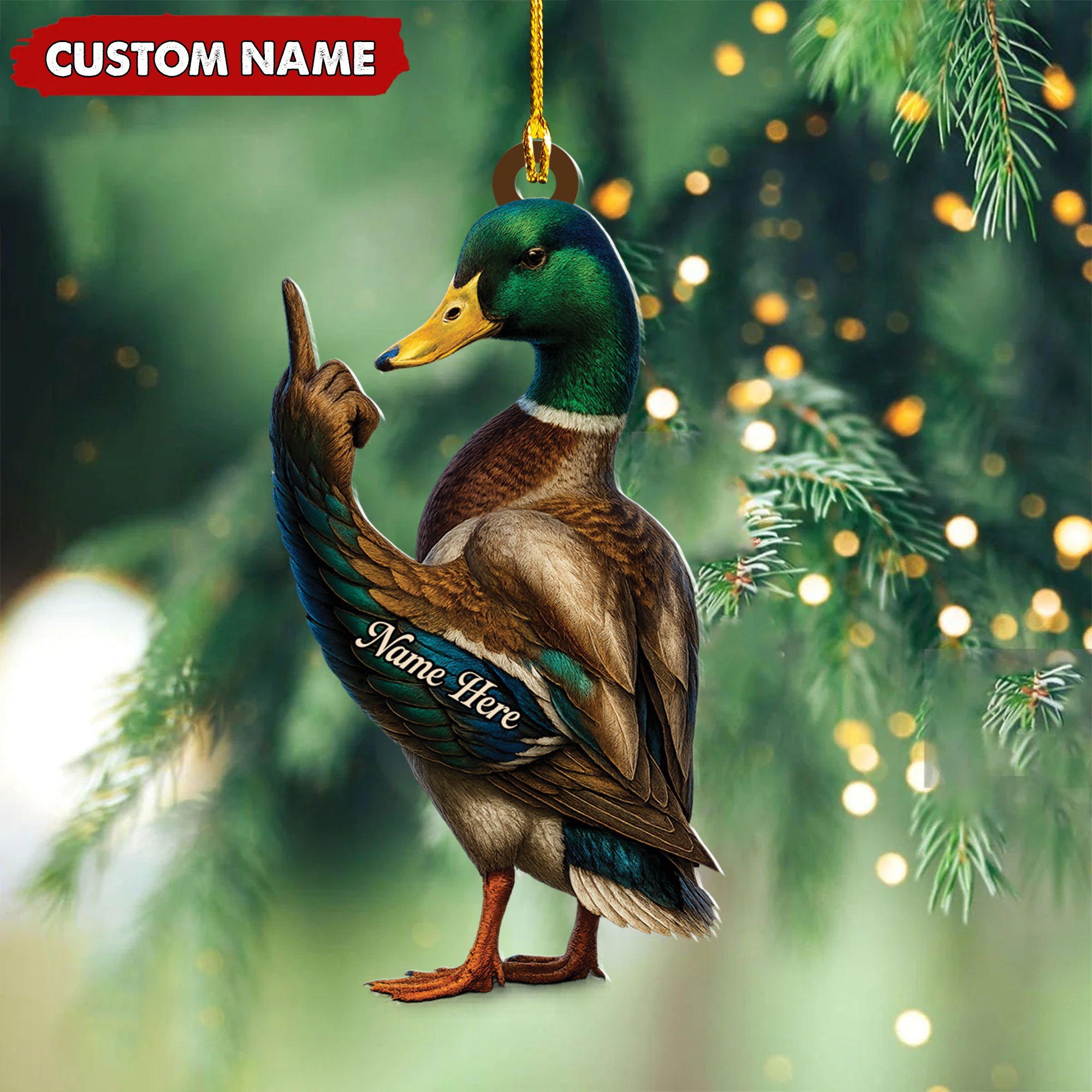 Personalized Funny Duck Fukin' Finger Hunting Acrylic Christmas Ornament – Custom Gift for Hunters