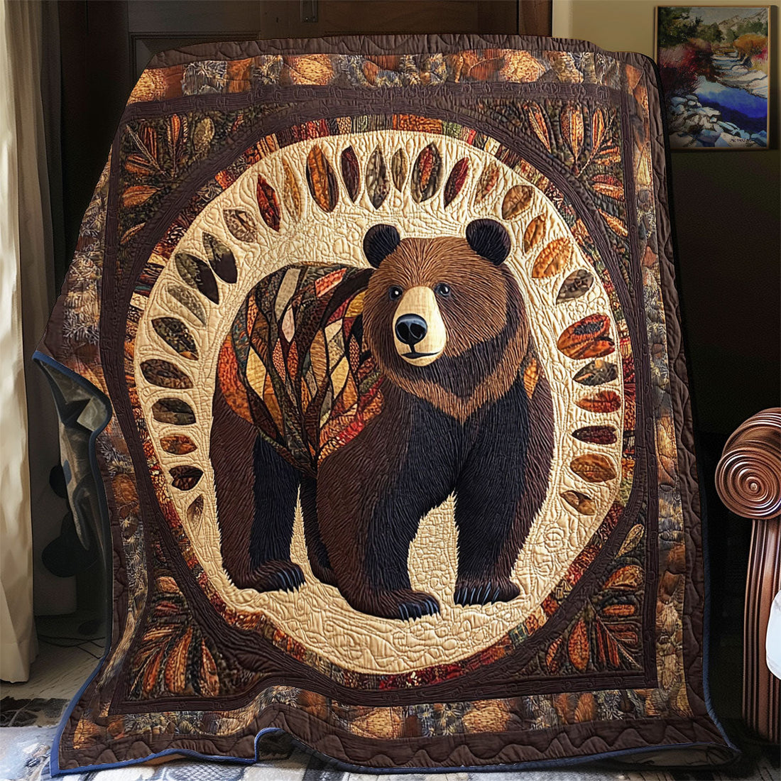 Bear Native American Winter Haven Quilt Blanket