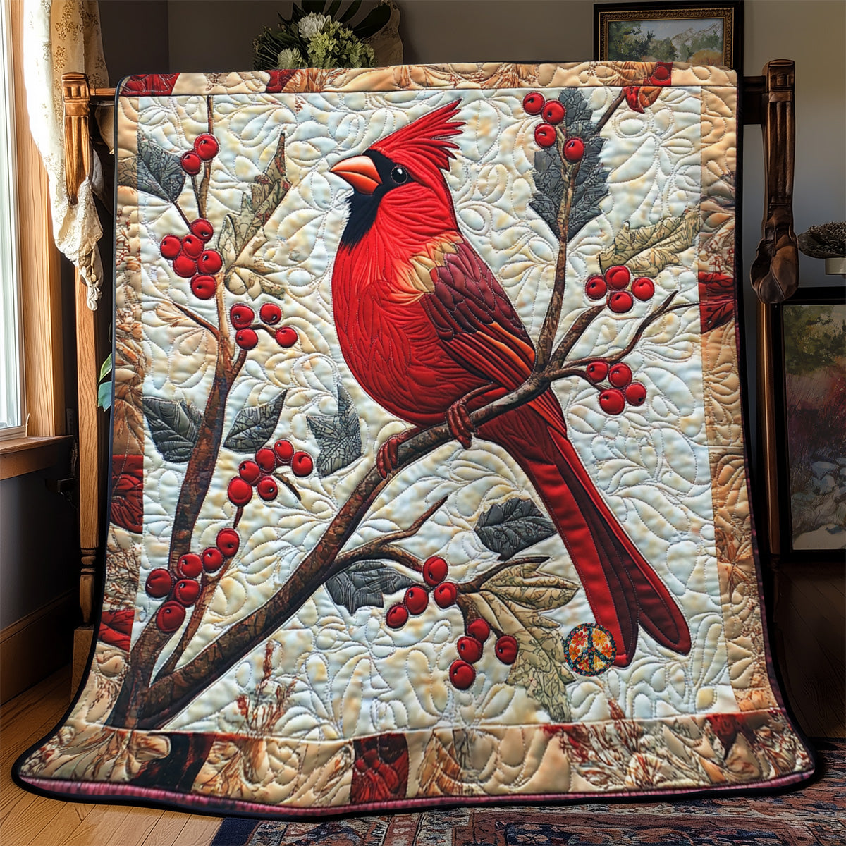 Cardinal’s Christmas Nest Quilt Blanket