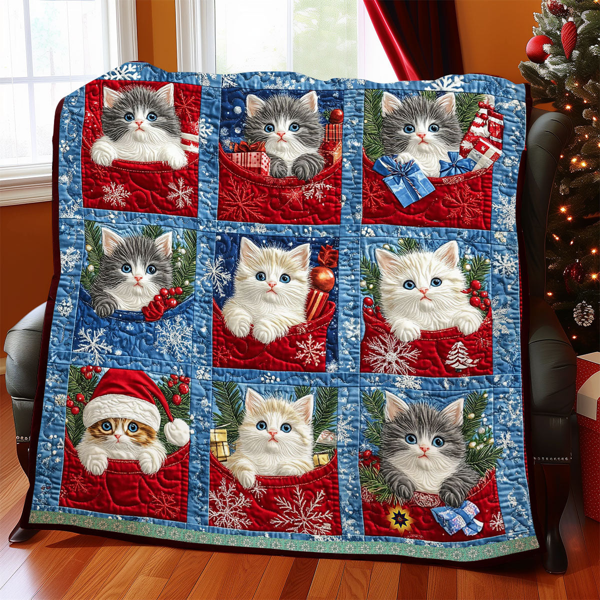 Christmas Kitty Quilt Blanket