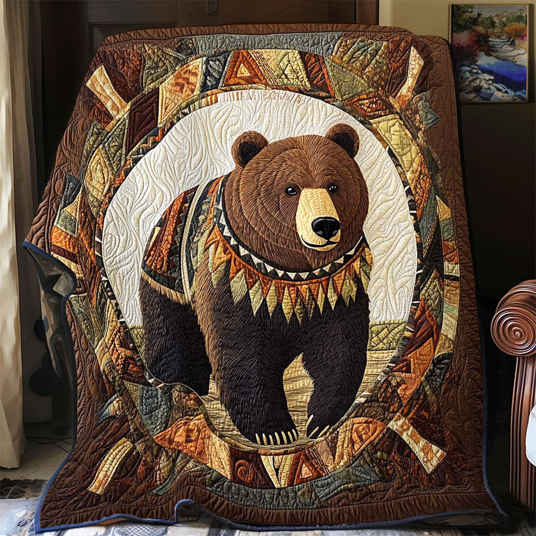 Bear Native American Forest Comfort Quilt Blanket