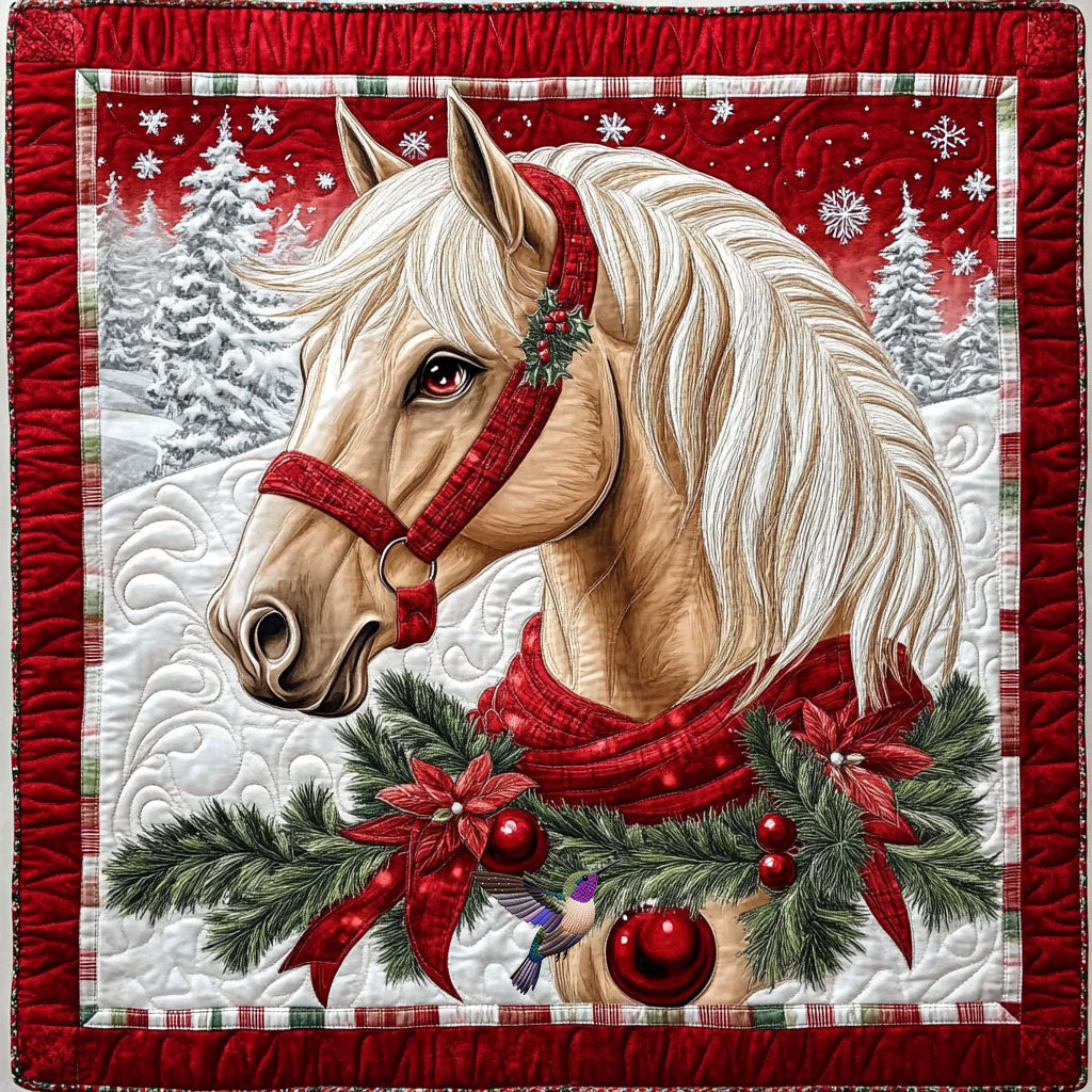 Christmas Horse Holiday Cheer Quilt Blanket