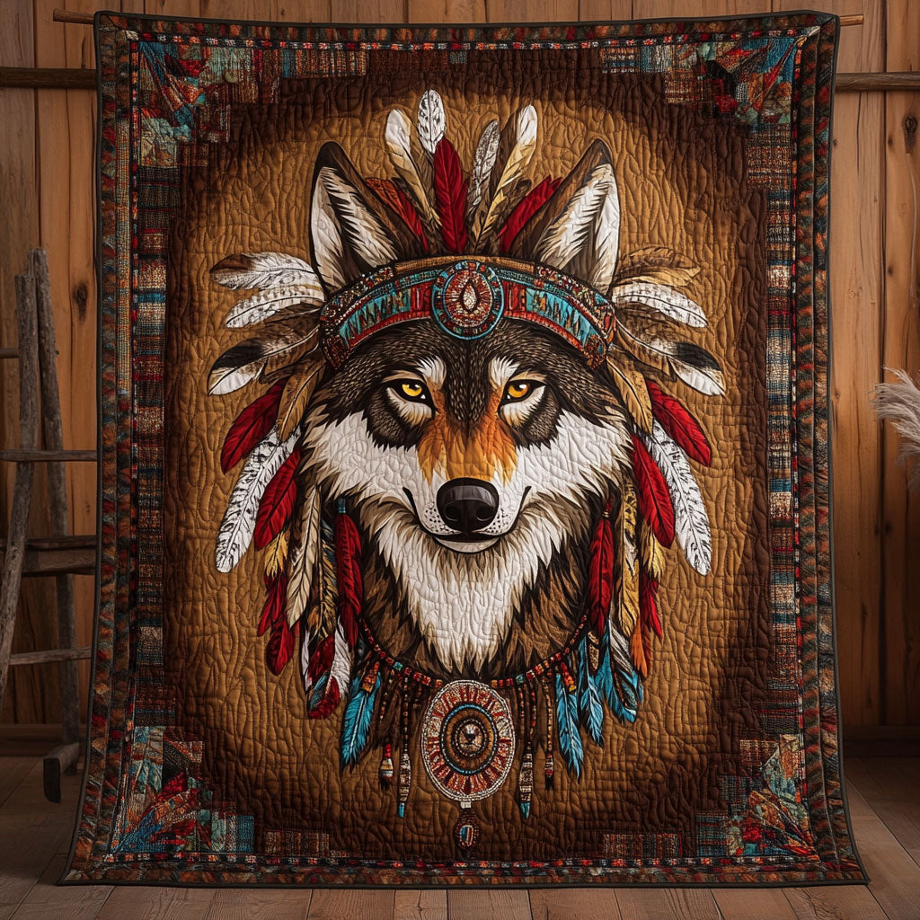 Wolf Native American Gentle Dreams Quilt Blanket