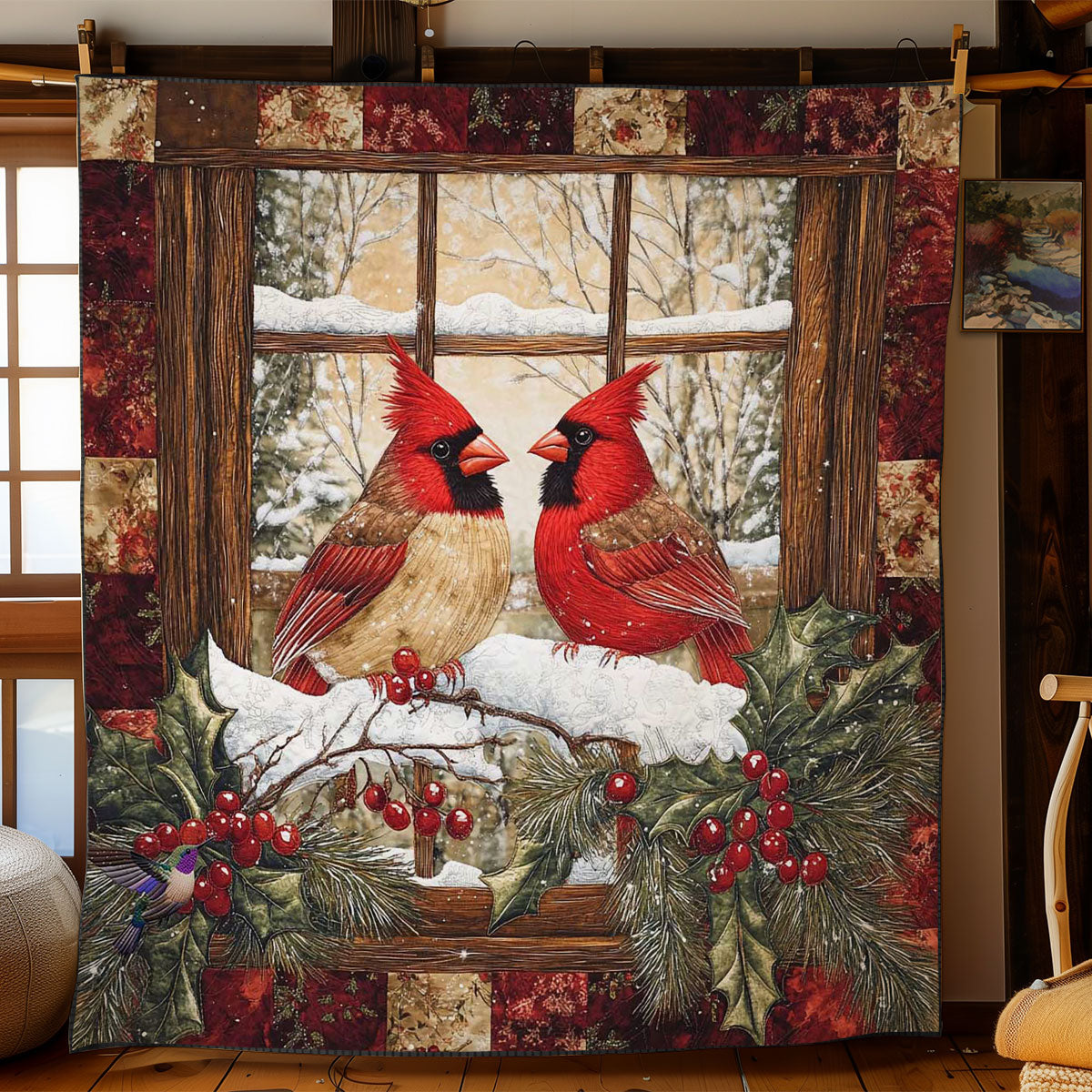 Cardinal Noel Quilt Blanket
