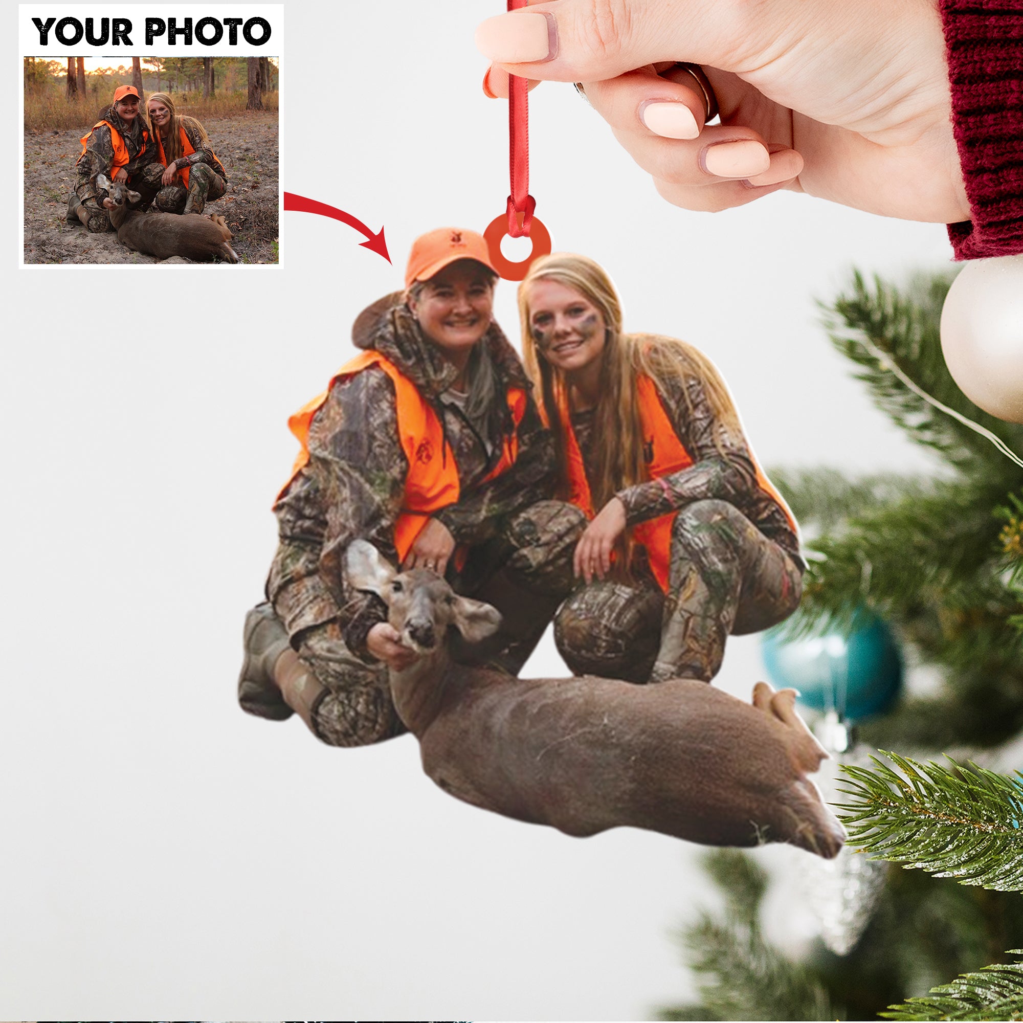 Personalized Hunting Acrylic Christmas Ornament – Custom Photo Gift for Hunters & Outdoor Lovers