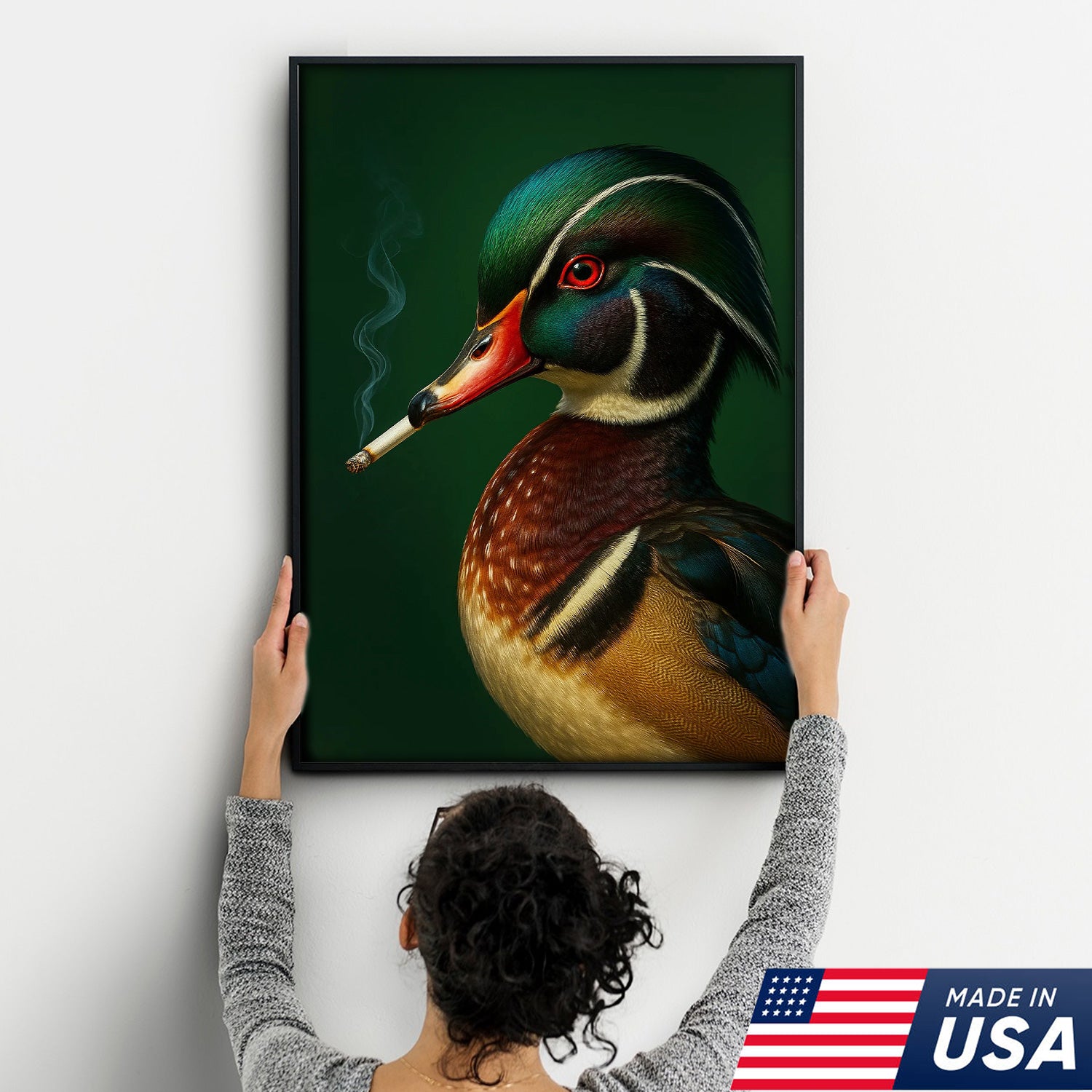 Wood Duck Wall Art Canvas - Vibrant Wildlife Cabin Decor - Unique Hunting Lodge Artwork