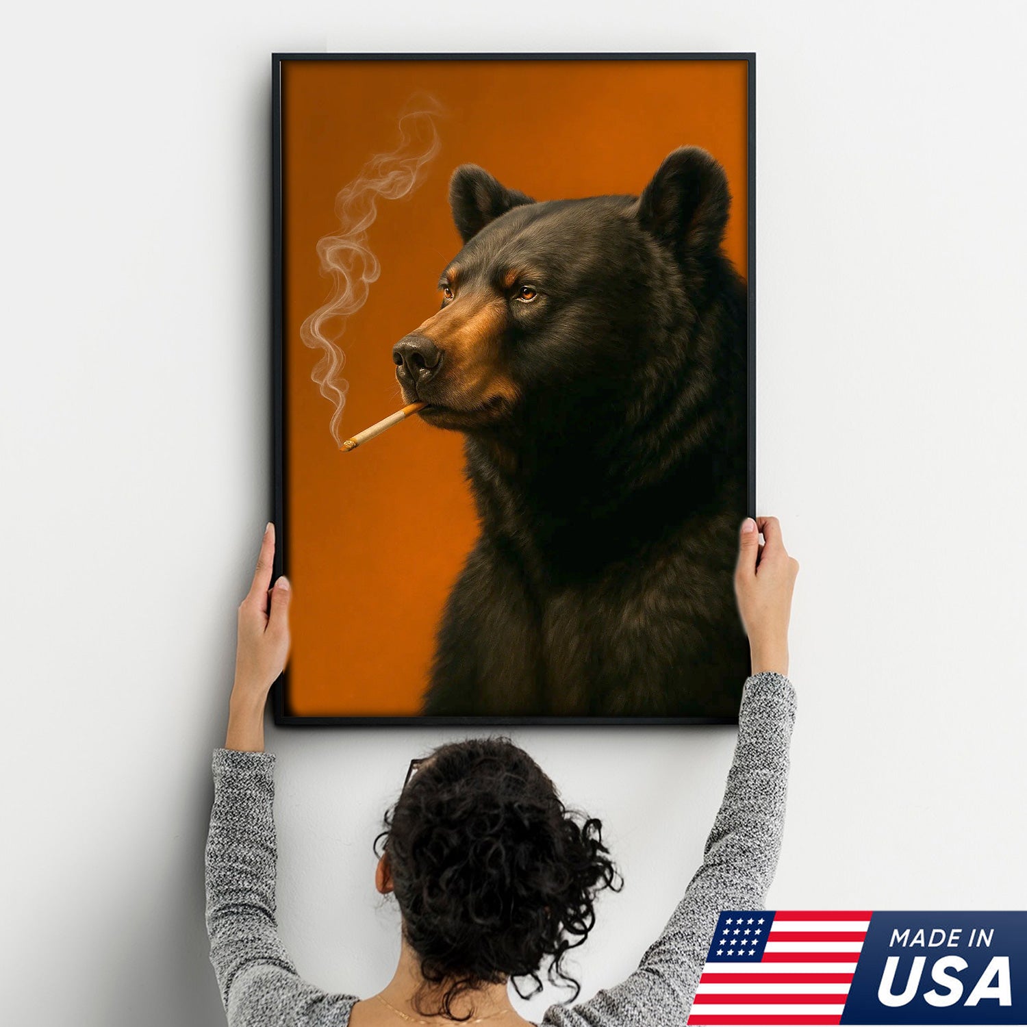 Black Bear Canvas Wall Art – Bold Rustic Wildlife Decor for Cabin, Lodge & Nature Lovers