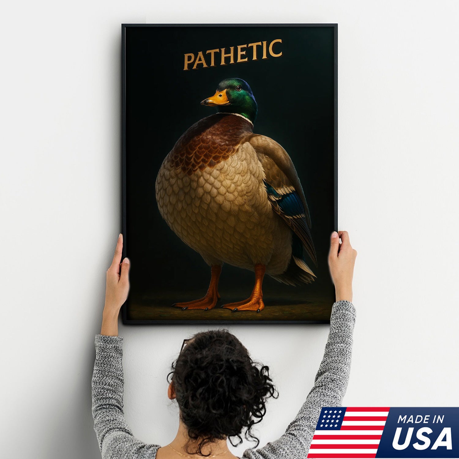 Pathetic Mallard Duck Canvas Wall Art – Funny Hunting Decor – Rustic Lodge Wall Print
