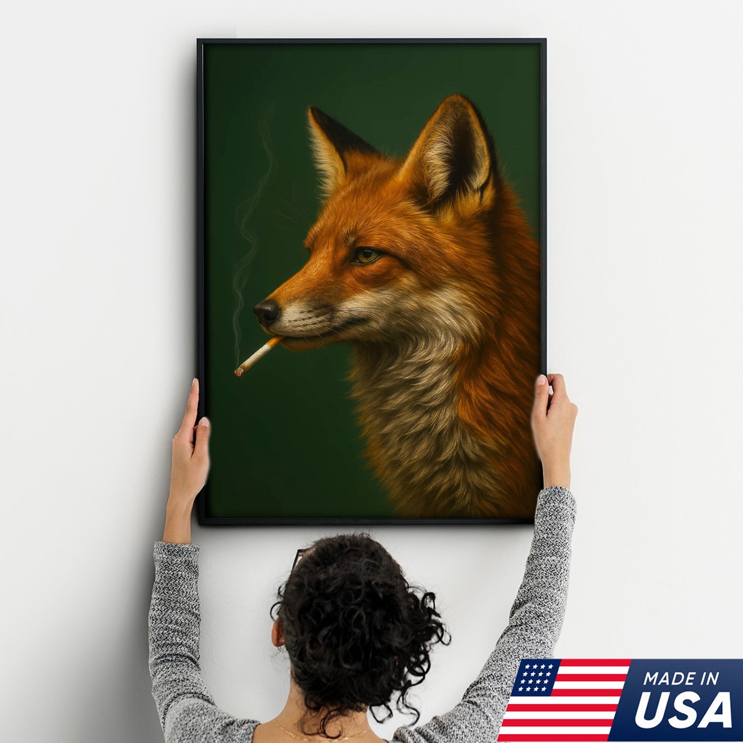 Rustic Red Fox Canvas Wall Art – Nature Inspired Cabin Decor – Unique Wildlife Wall Hanging
