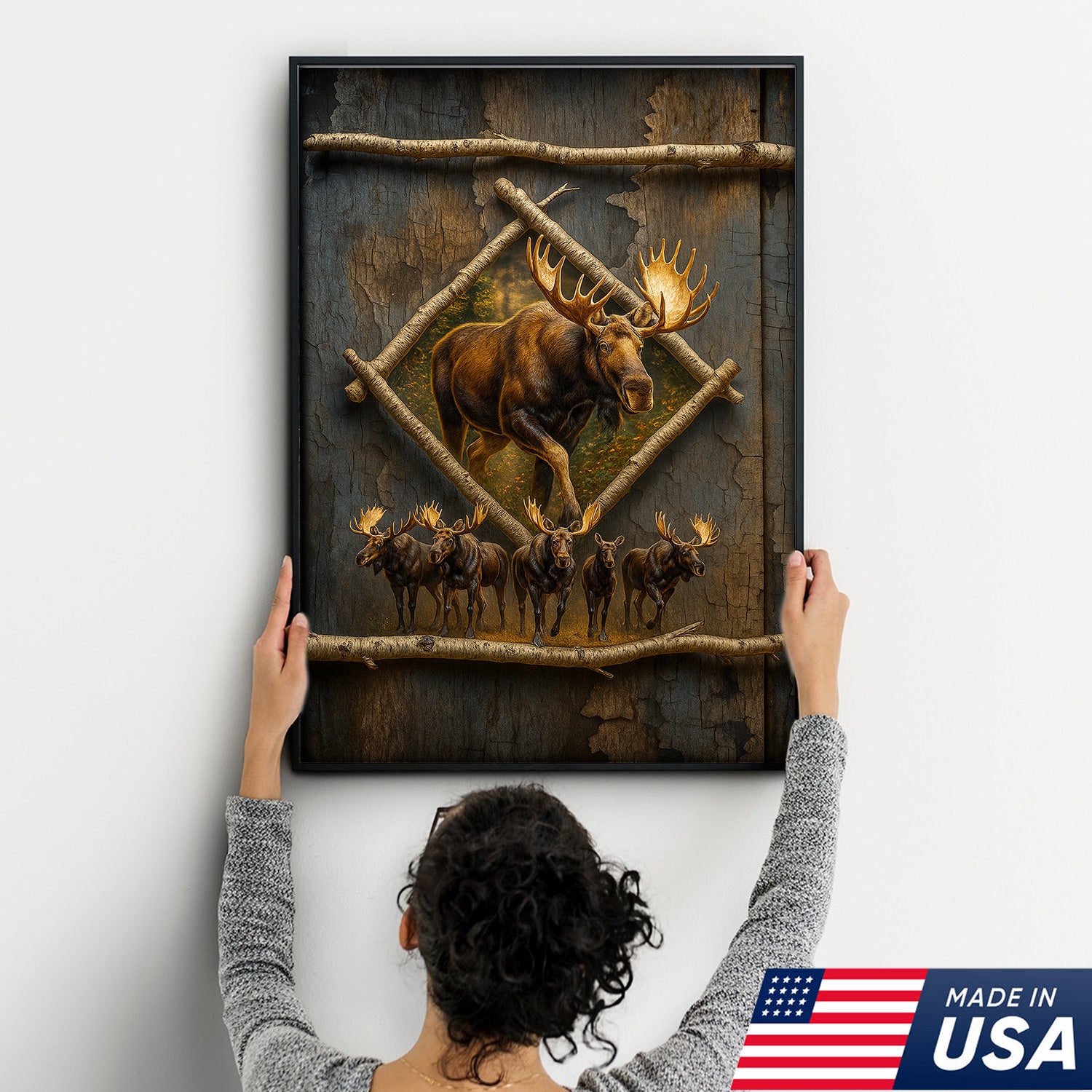 Majestic Moose Canvas Wall Art – Rustic Cabin Decor & Perfect Gift for Hunters