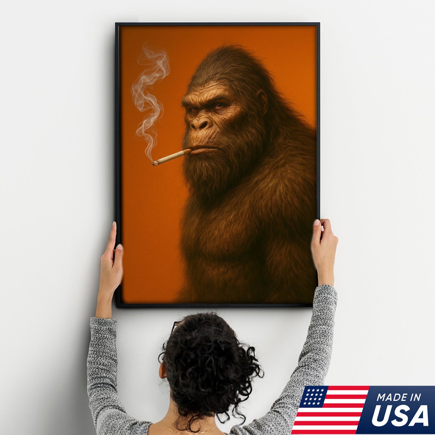 Bigfoot Canvas Wall Art – Mysterious Creature Print – Rustic Cabin and Lodge Wall Decor