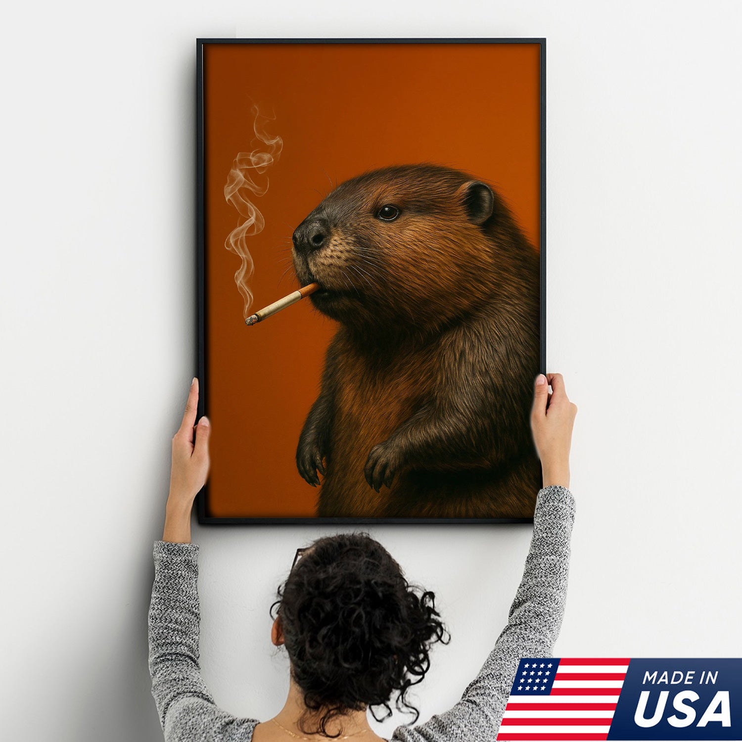Beaver Canvas Wall Art – Rustic Wildlife Decor – Hunting Cabin Artwork – Woodland Nature Print – Lodge and Farmhouse Wall Hanging