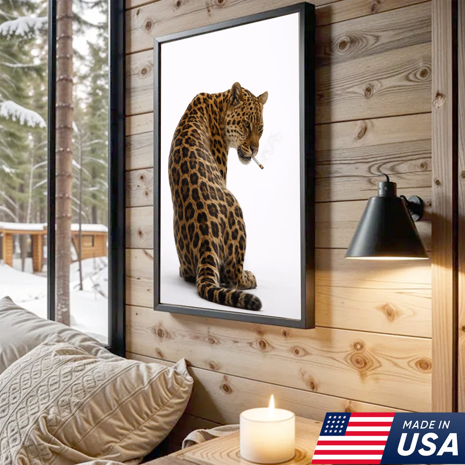 Funny Leopard Wall Art Canvas Set, Cool Animal Triptych Print