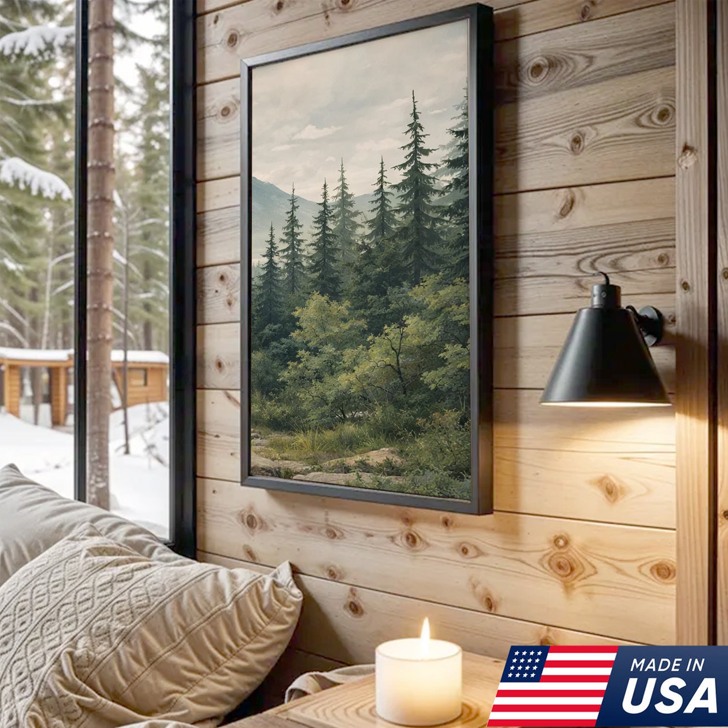 Bear Family Forest Triptych Canvas Wall Art Set, Peaceful Wildlife Landscape with Cubs, Warm Nature Inspired Living Room Home Decor Print