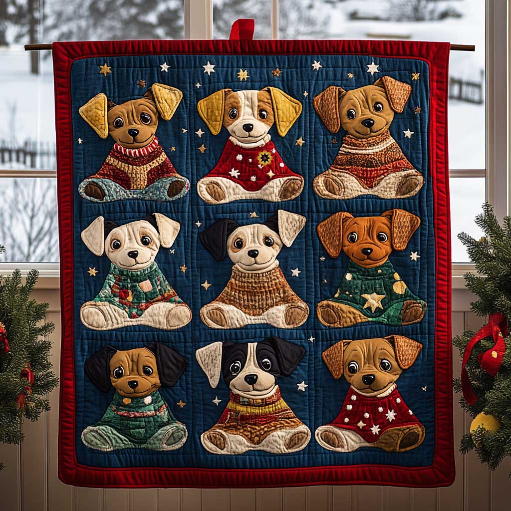 Adorable Christmas Beagle Quilt Blanket