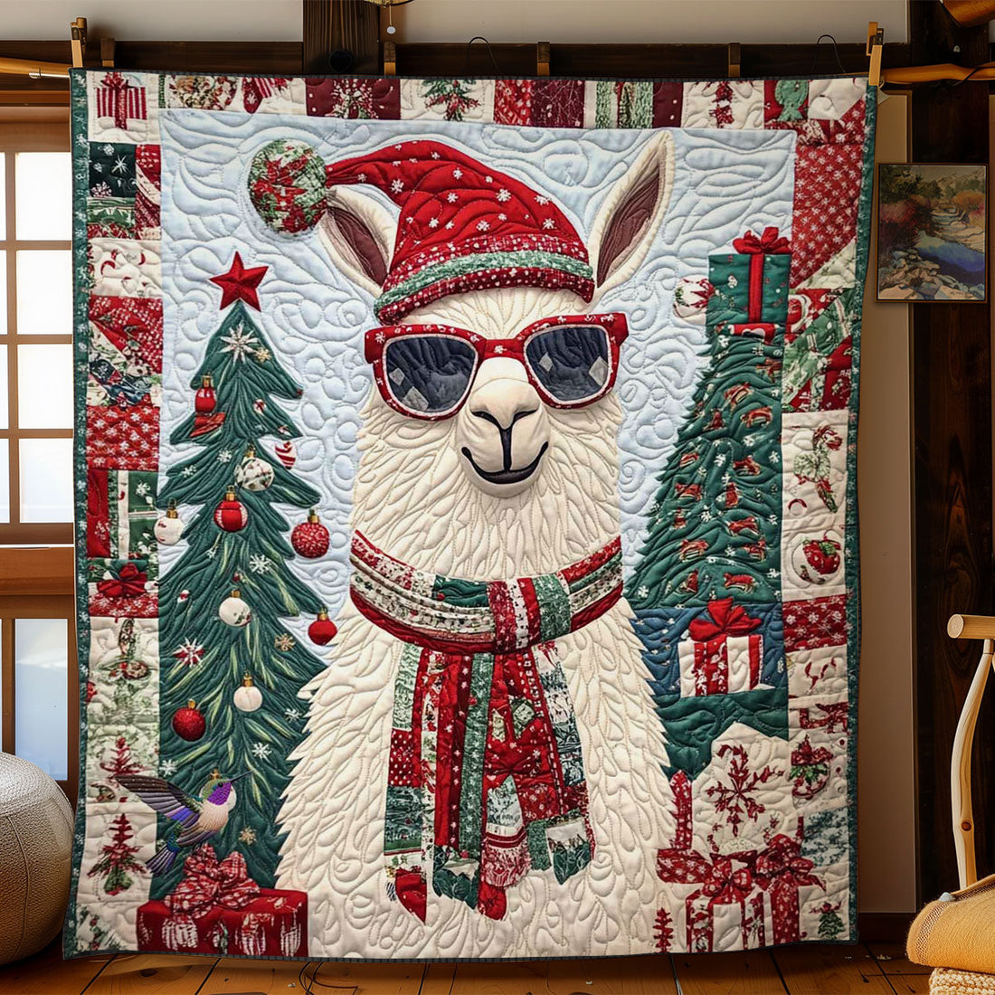Christmas Chic Llama Quilt Blanket