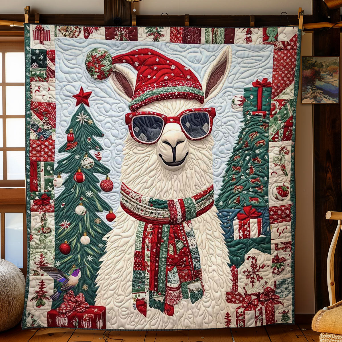 Christmas Chic Llama Quilt Blanket