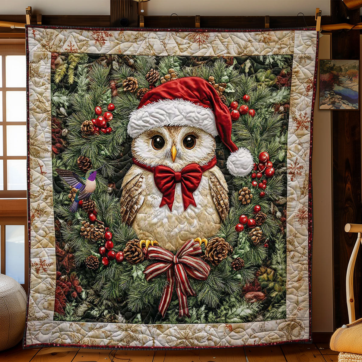 Christmas Owl Delight Quilt Blanket
