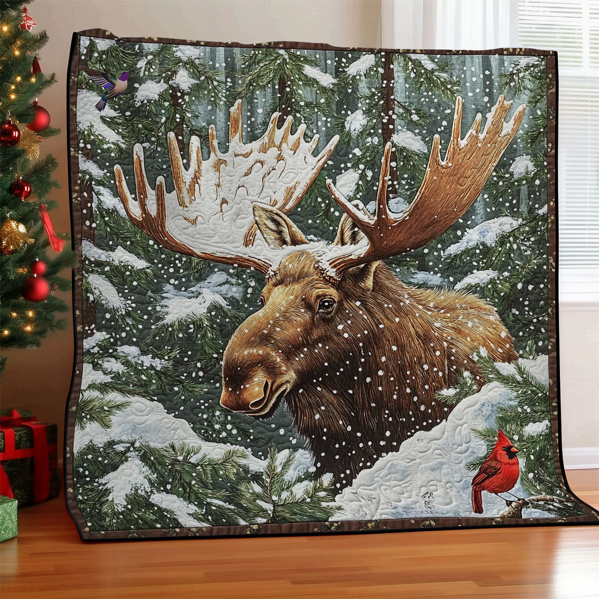 Snow Moose Quilt Blanket